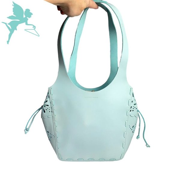 FRANCISCO BIASIA Laser Cut Leather Drawstring Lining Bucket Bag - Picture 4 of 10